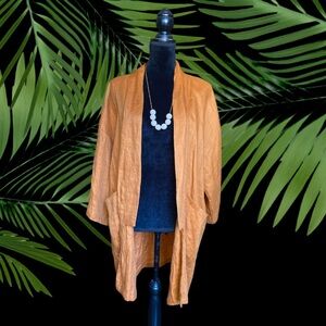 AMU Burnt Orange Linen Blend Unisex Kimono